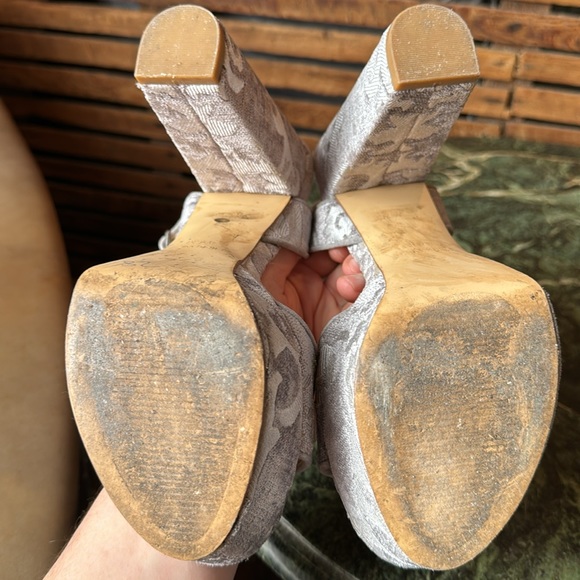 Nine West grey/silver platform tapestry sandals. Comfortable! 8.5 NW7CARNATION - Picture 9 of 10